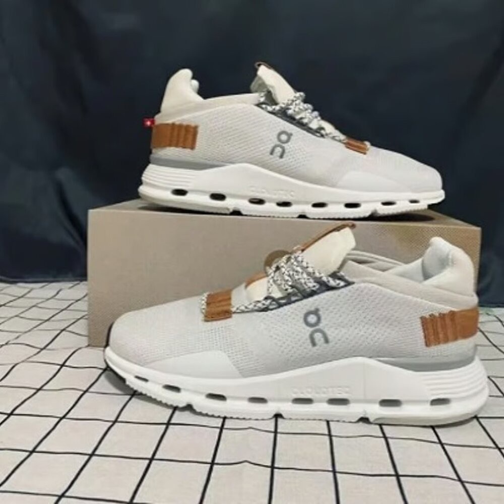 On Running Gray and Brown Sneakers